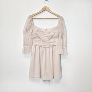 Free People x Boskemper Light Pink Metallic Stripe Long Sleeves Romper M